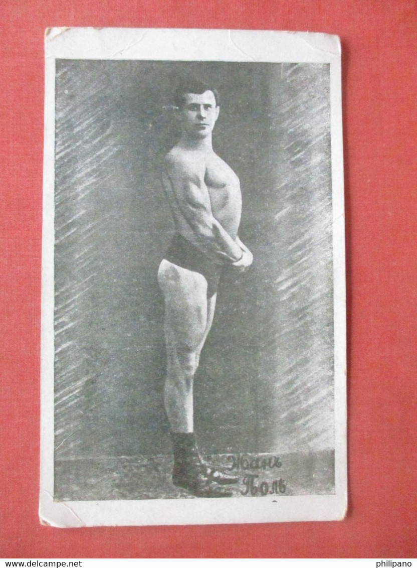 Weightlifting  Strong Man    Russia ?   Slightly Larger 3 3/4 X 6      Ref  4961 - Gewichtheffen