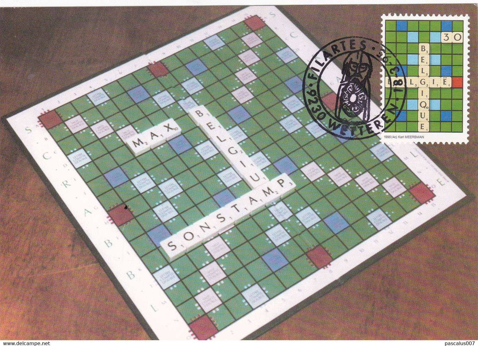 69 2594  FDC  P1131 Carte Maximum Belgique    Jeux Loisirs Scrabble 9230 Wetteren 18-3-1995 - 1991-2000