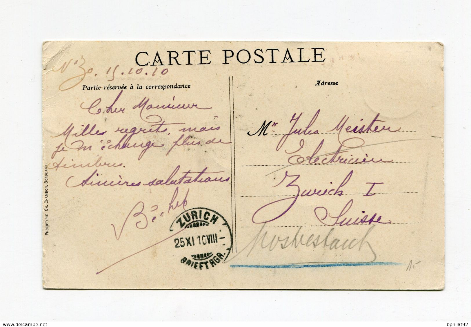 !!! GUINEE, CPA DE 1910 POUR LA SUISSE, CACHET DE GUEASSO - Briefe U. Dokumente