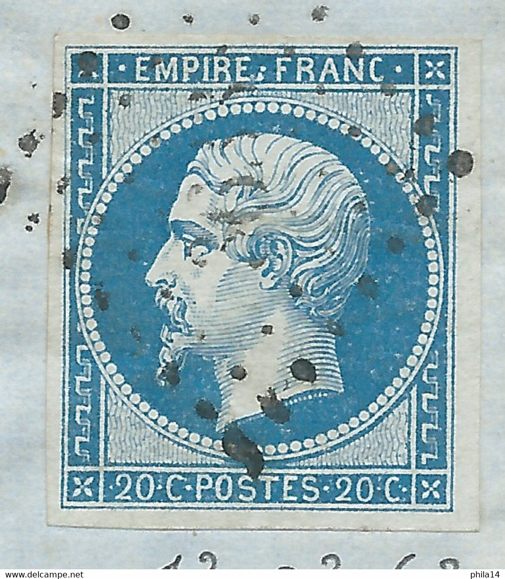 N° 14 BLEU NAPOLEON SUR LETTRE / VILLERS BRETONNEUX POUR ROUBAIX / 12 FEV 1862 / PC 3633 IND 4 - 1849-1876: Klassieke Periode