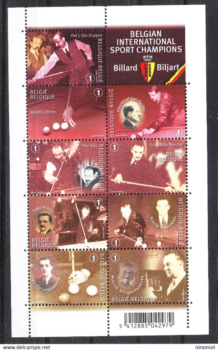 Belgio  -  2007. Campionati Di Biliardo. Billiards Championships. MNH - Bowls