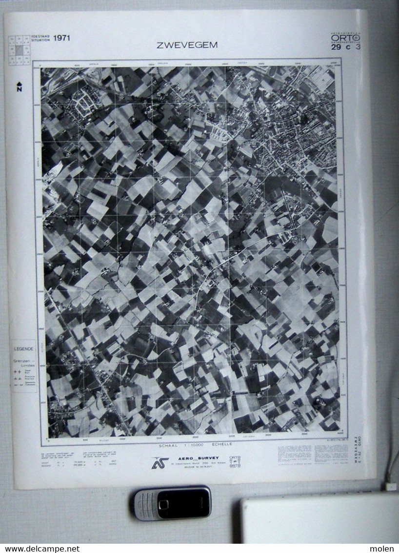 ZWEVEGEM Toestand In 1971 GROTE LUCHT-FOTO 63x48cm ©1971 KAART ORTO PLAN 1/10.000 TOPOGRAPHIE PHOTO AERIENNE CARTE R210 - Zwevegem