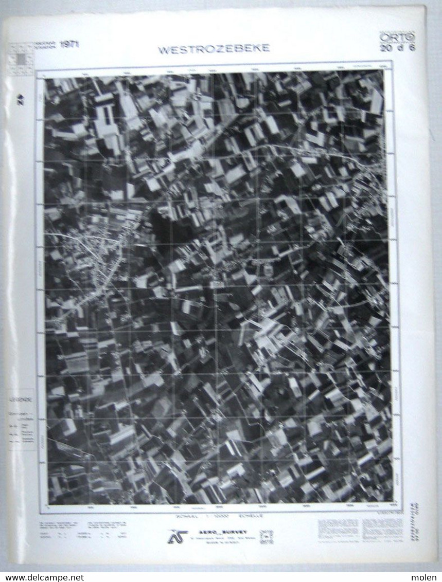 WESTROZEBEKE OOSTNIEUWKERKE STADEN In 1971 GROTE LUCHT-FOTO 63x48cm KAART ORTO PLAN 1/10.000 CARTOGRAPHIE AERIENNE R200 - Staden