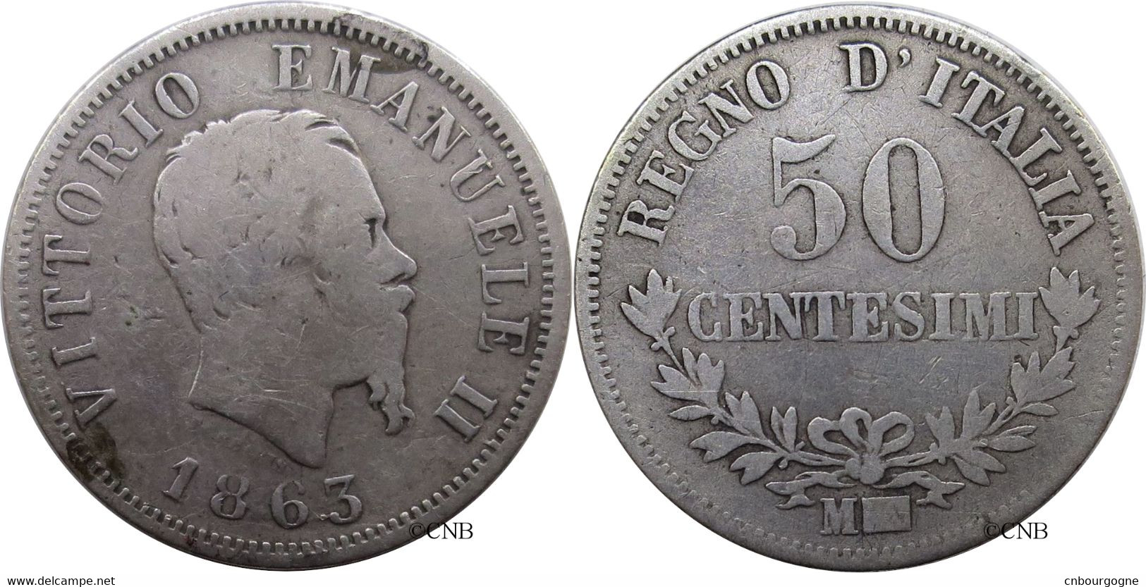 Italie - Royaume - Victor-Emmanuel II - 50 Centesimi 1863 M Milan - TB/VF20 - Mon4012 - 1861-1878 : Vittoro Emanuele II