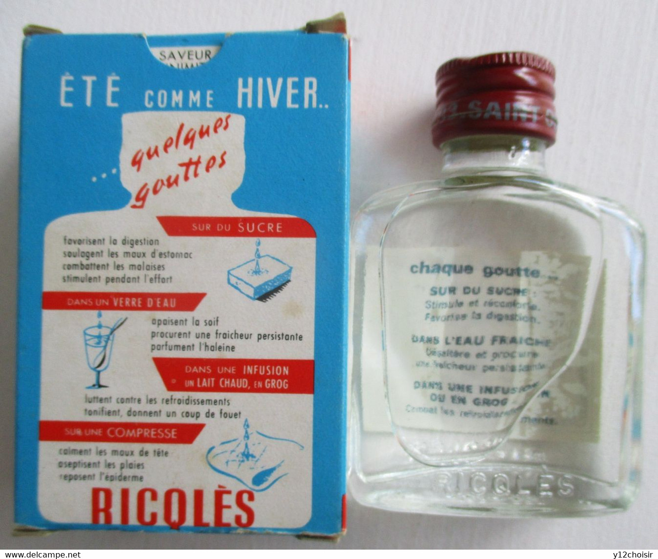 ETUI BOÎTE & BOUTEILLE ALCOOL DE MENTHE RICQLES 80° MENTHES MITCHAM SAINT-OUEN OISE SEINE SAINT DENIS VICTOR HUGO SUCRE - Andere & Zonder Classificatie