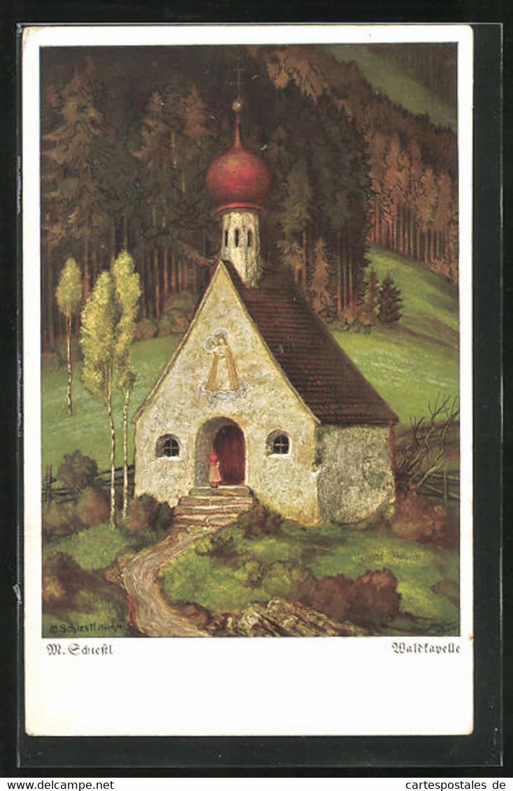 Künstler-AK Matthäus Schiestl: Waldkapelle Am Bewaldeten Hang - Schiestl, Matthäus