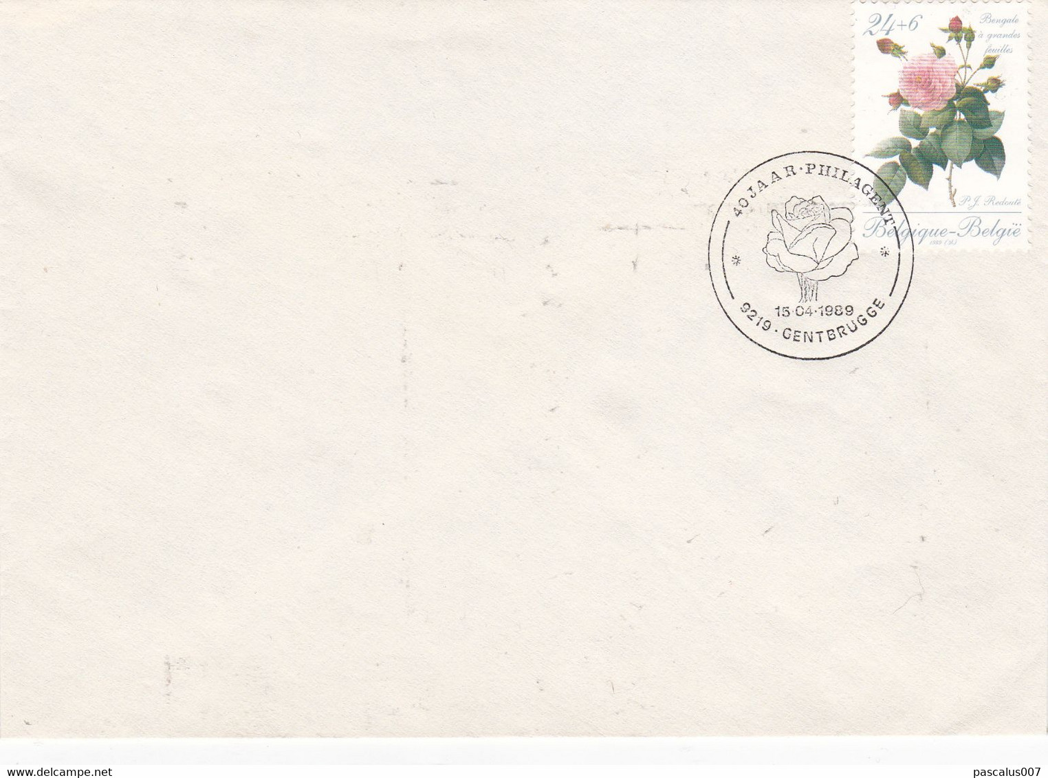 B01-374 2319 Enveloppe FDC Pierre Joseph Redouté 1759 1840 Roses 15-04-1989 9219 Gent Brugge - Avviso Cambiamento Indirizzo