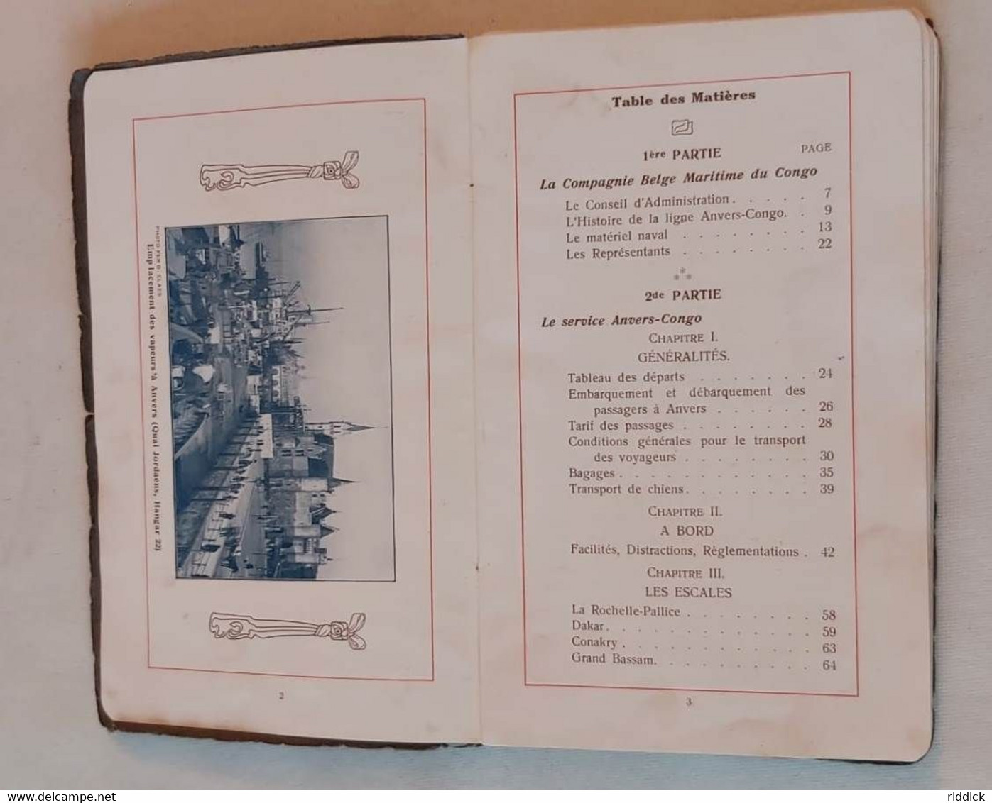 Livret PAQUEBOT 1914 "Compagnie Belge Maritime Du Congo " Bon état Complet Avec Cartes Et Plans Bateaux Introuvable!!!! - Historische Dokumente