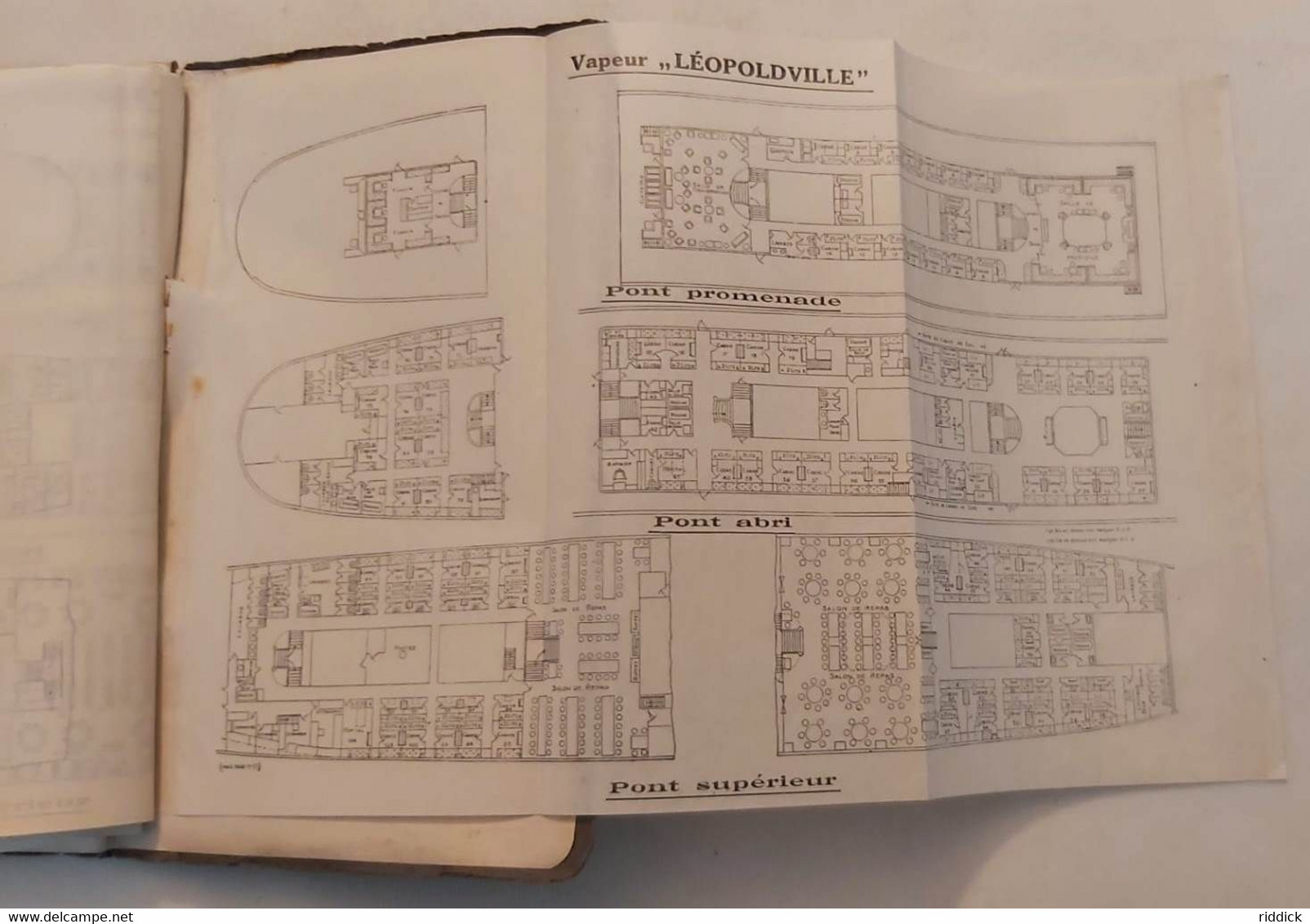 Livret PAQUEBOT 1914 "Compagnie belge maritime du Congo " bon état complet avec cartes et plans bateaux introuvable!!!!