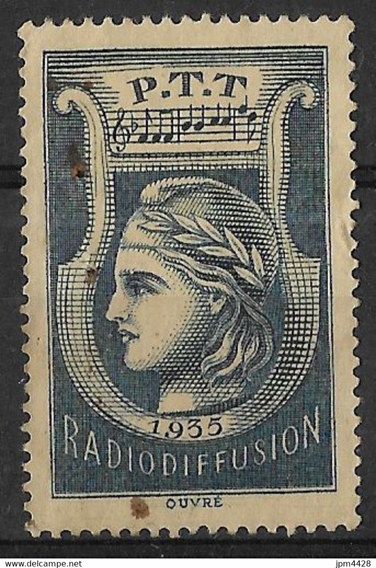 France Vignette PTT Radiodiffusion N° 1 De 1935 Sans Gomme, Pli- Percée Par Agrafe - Voir Scan - Sonstige & Ohne Zuordnung