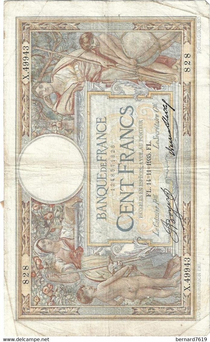 France Billet  Cent Francs  1935 - Zonder Classificatie