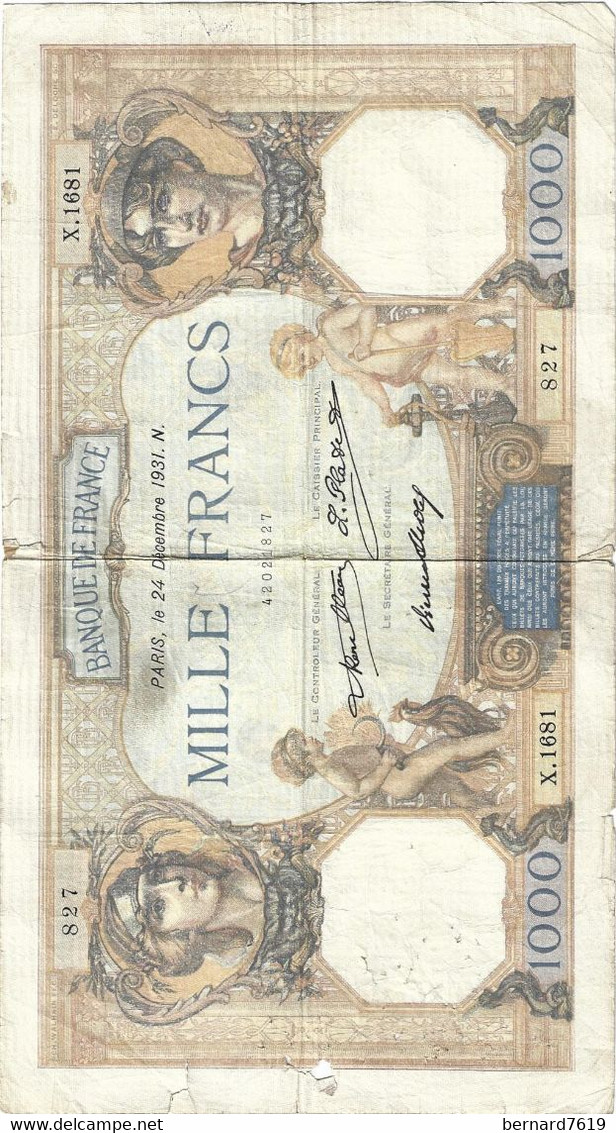 France Billet    Mile Francs  1931 - Ohne Zuordnung