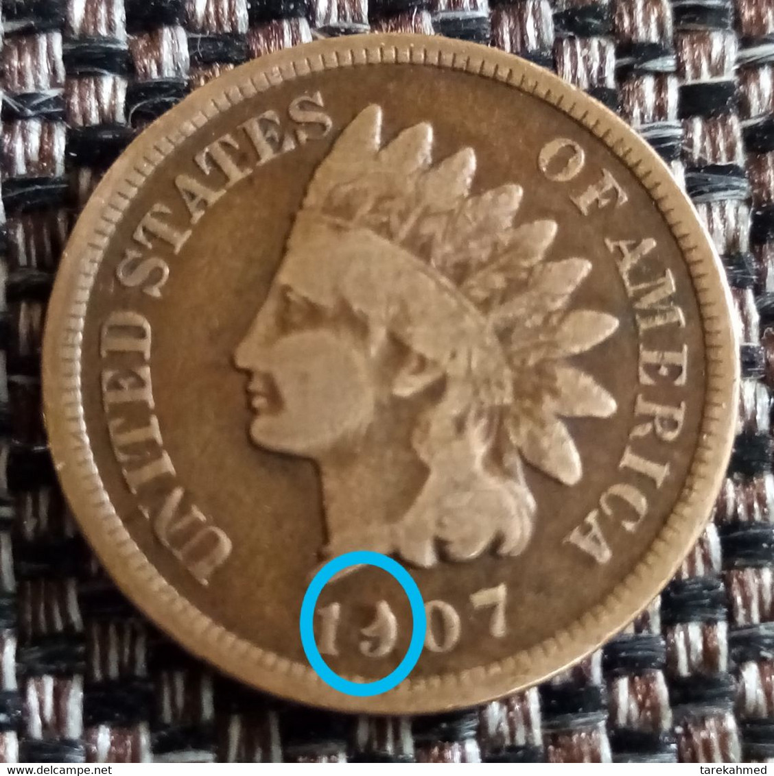 USA , Rare Error Minting Indian Head Cent, 1907, Faulty Number 9 In DateGomaa - 1859-1909: Indian Head