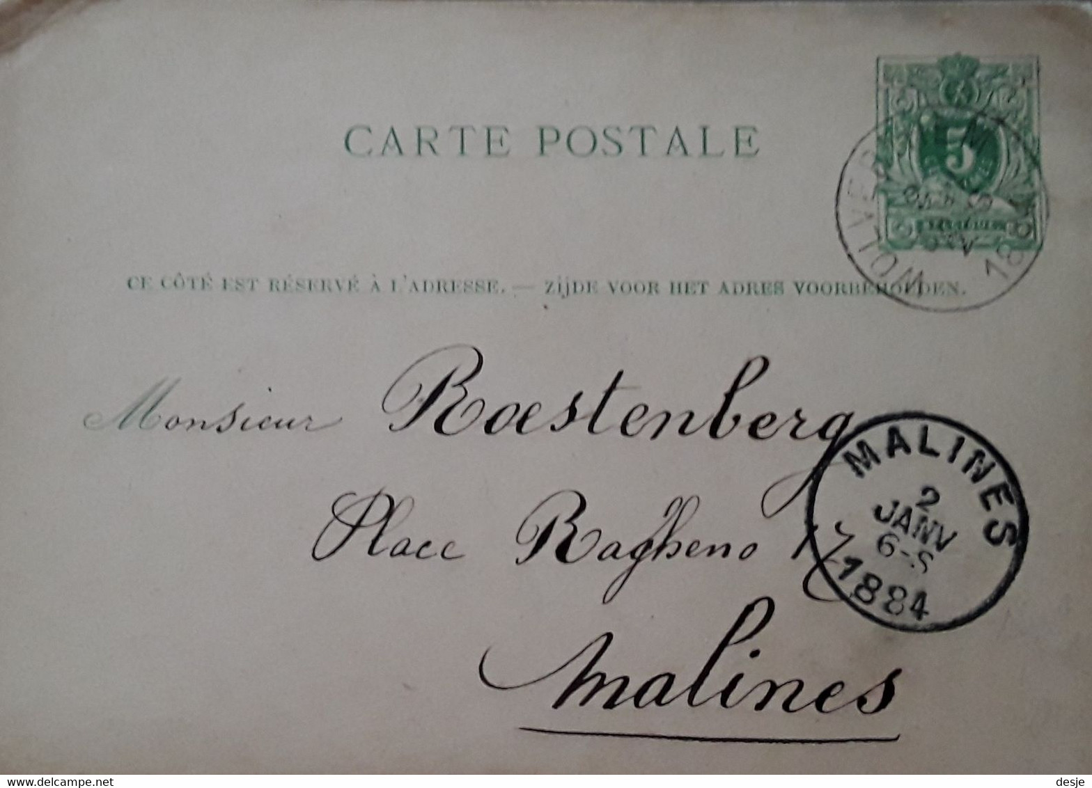Meise Wolvertem Wolverthem Postkaart Vanuit Wolverthem Naar Malines Mechelen Door Veuve Eyckmans 1884 - Meise