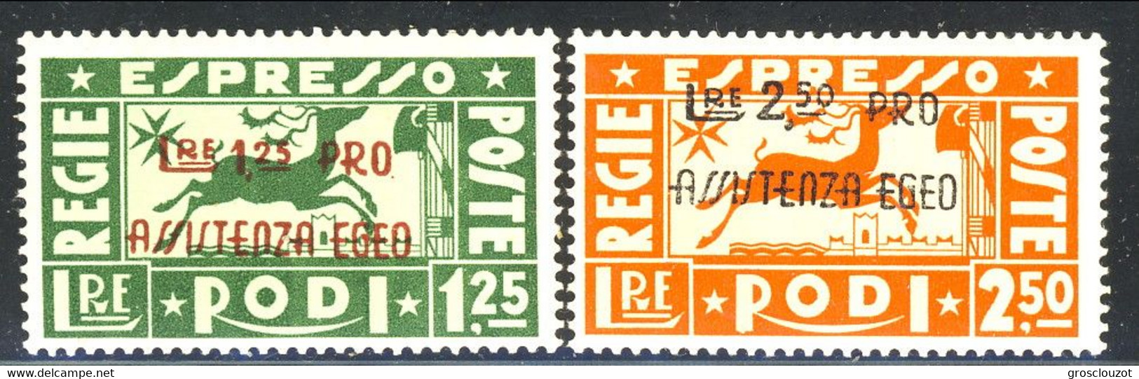 Egeo 1943 Occupazione Tedesca Espressi Sass. N. 2E3 - E4 ** OG MNH, Freschi, Perfetti Firma A. Diena Cat. € 1000 - Other & Unclassified