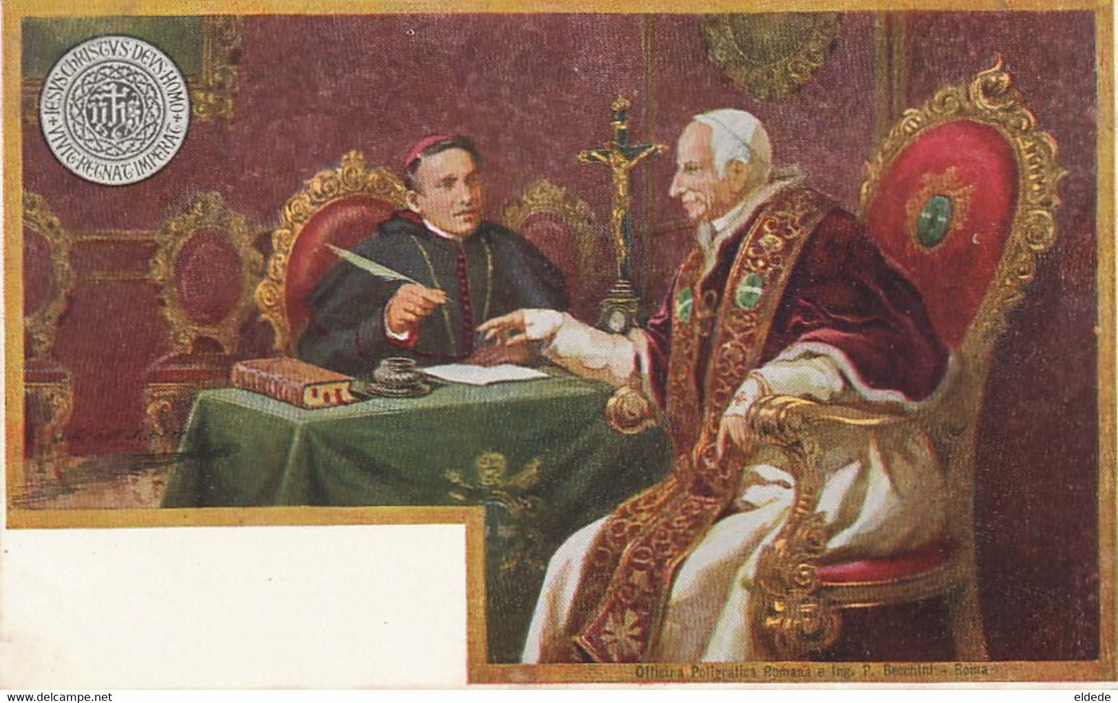 Pioneer Card Litho Becchini  Pape Et Secretaire . Encrier Plume . Ink - Vaticano