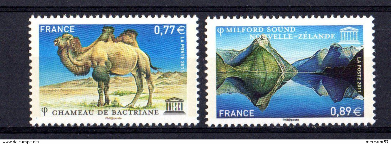 FRANCE Service N° 151/52  Neufs UNESCO Chameau Et Milford Sound - Gebraucht