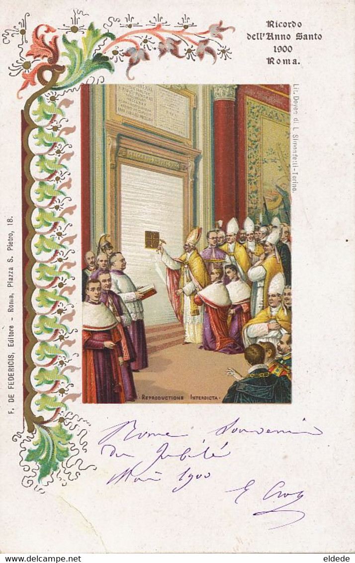 Pioneer Card Anno Santo 1900  Litho Doyen Di Simondetti Torino   Editore F. De Federicis - Vatican