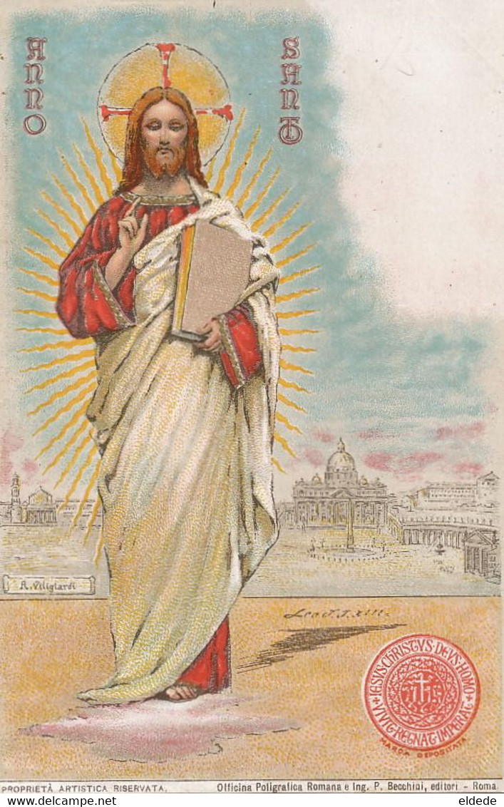 Pioneer Card Anno Santo 1900  Litho Becchini  Signed A. Viligiardi - Vaticano