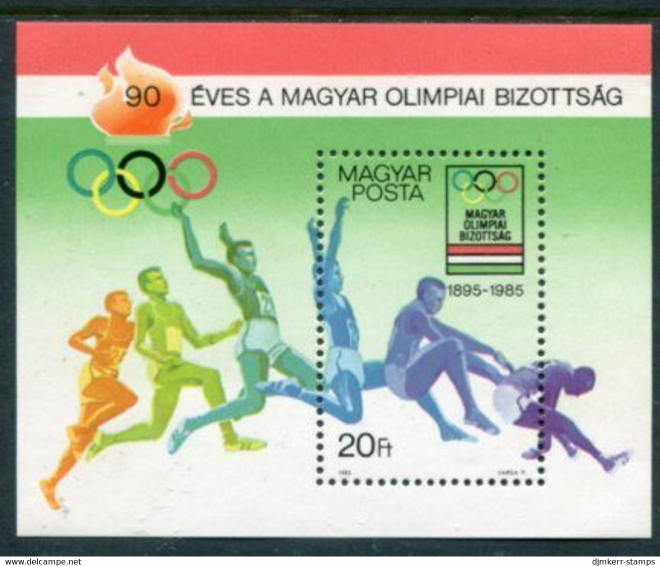 HUNGARY 1985 Hungarian Olympic Committee Block MNH / **.  Michel Block 175 - Unused Stamps