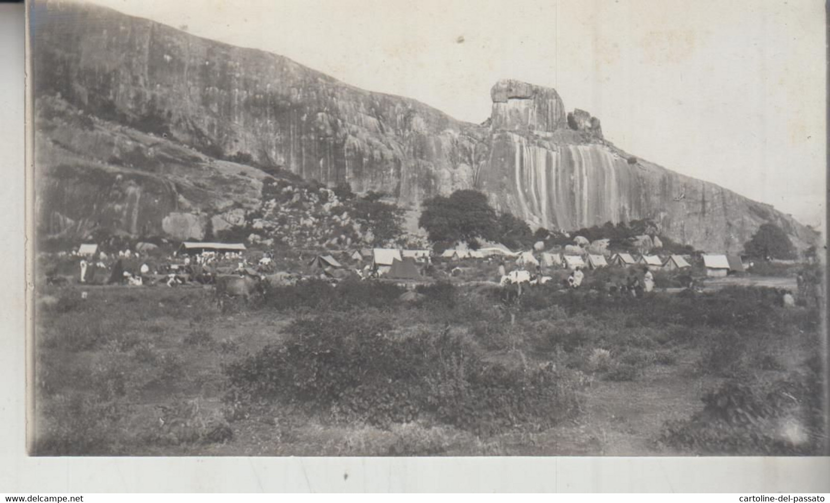 SOMALIA ITALIANA COLONIE BENADIR FOTOGRAFIA ORIGINALE 1913/1915  ACCAMPAMENTO BUR HACABA   CM 14 X 8 - Krieg, Militär