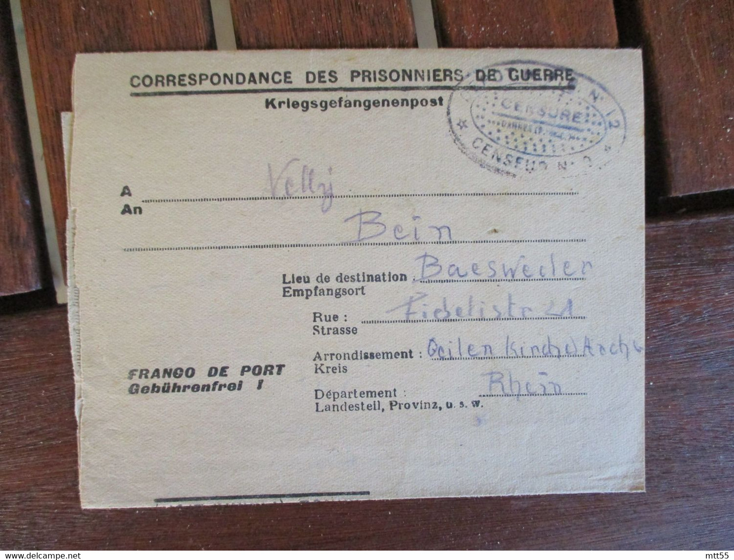 Prisonnier Guerre Allemand  Camp Depot 12 Dannes Lettre Pour Allemagne Censure - Guerre De 1939-45