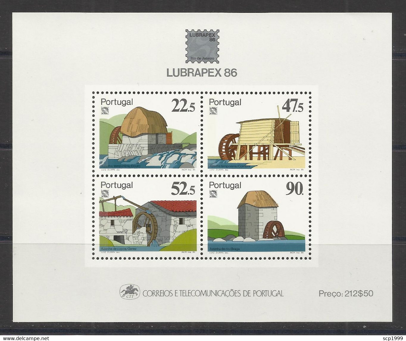 Portugal 1986 - Watermills, Lubrapex S/S MNH - Nuovi