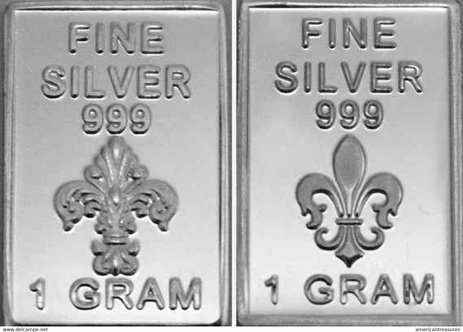 USA 1gr .999 Fine Silver Art Bar French Symbol 'Fleur De Lys' Recto-verso Image - UNCIRCULATED - Otros – América