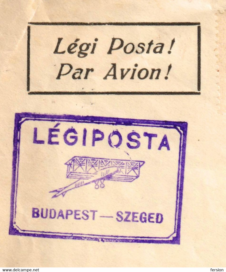 BRIDGE Tisza River Shepherd AERO SZEGED Airplane Biplane Hungary 1925 Par Avion Air Mail LABEL CINDERELLA VIGNETTE - Covers & Documents