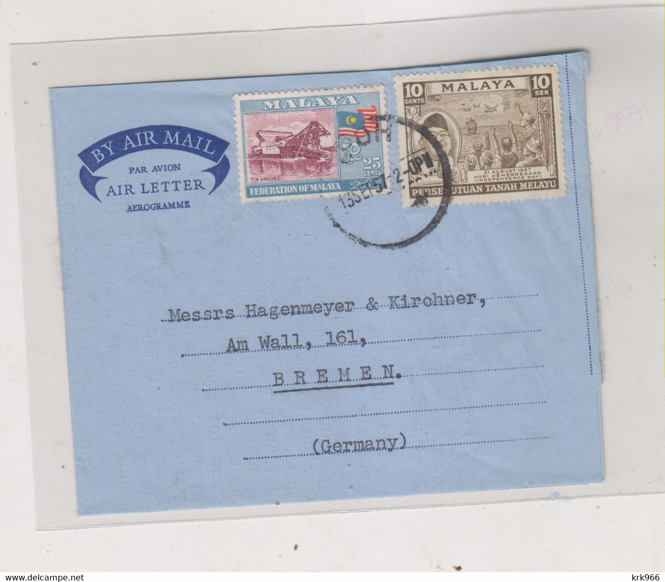 MALAYA 1957 IPOH Nice Airmail Cover To Germany - Malayan Postal Union