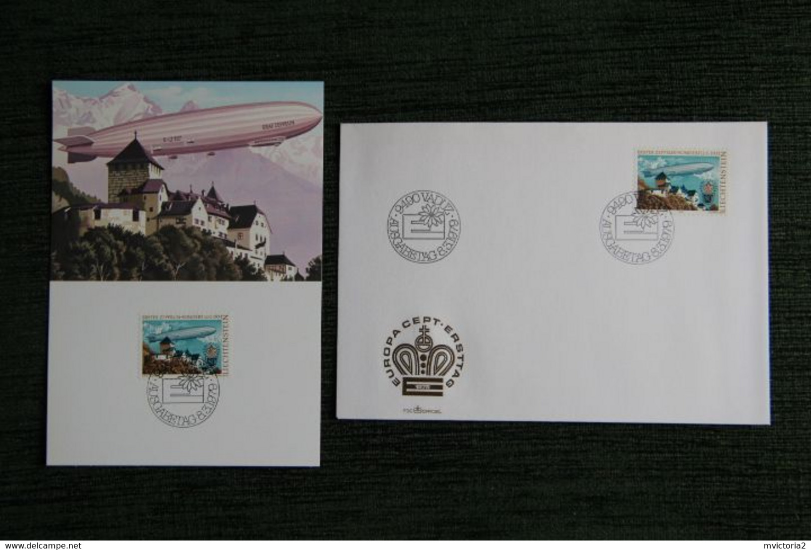 LIECHTENSTEIN - 8 MARS 1979 - ZEPPELIN Au Dessus De VADUZ ( Enveloppe Et Carte Maximum ) - Storia Postale