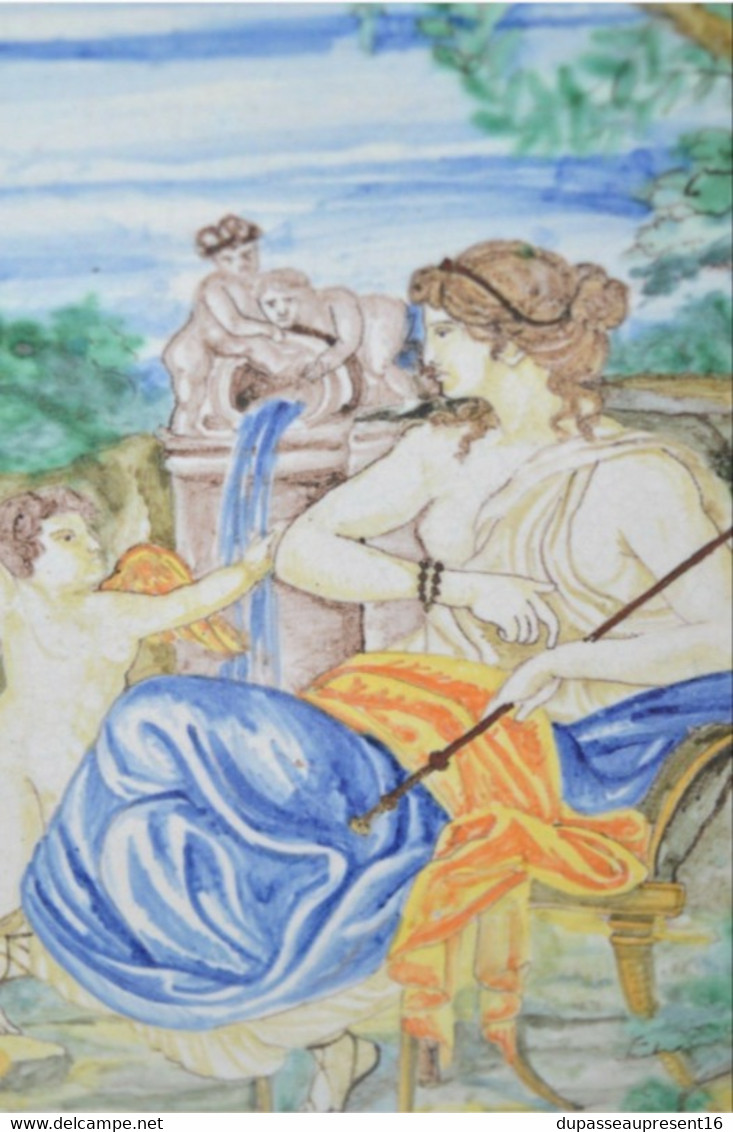 *GRAND PLAT FAIENCE MAJOLIQUE ITALIE XIX/XX Déco Scène Mythologique Déesse Céres E - Non Classificati