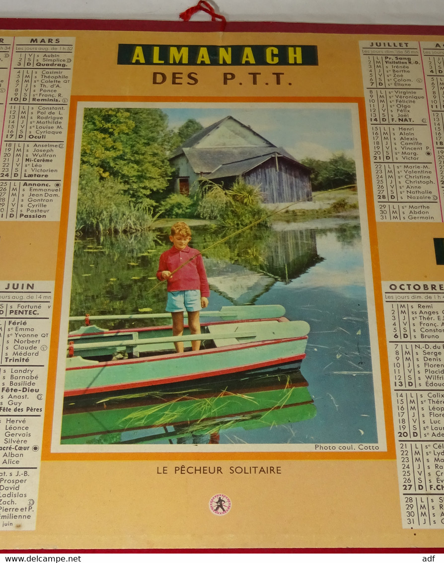 1963 CALENDRIER ALMANACH DES PTT, LE PECHEUR SOLITAIRE, PECHE, OBERTHUR - Big : 1961-70