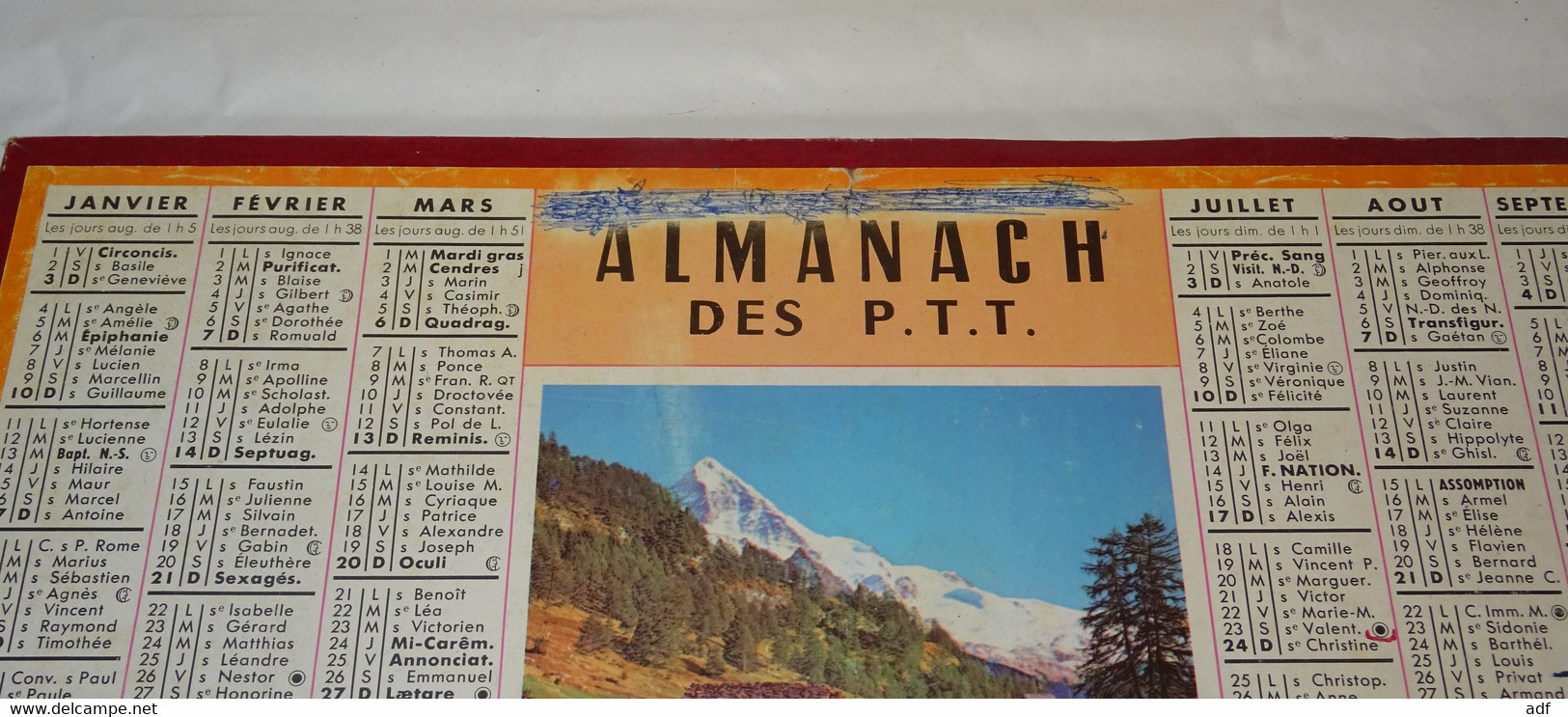 1960 ANNEE BISSEXTILE CALENDRIER ALMANACH DES PTT, JOIES DU GRAND AIR, OBERTHUR, ARDENNES 08 - Formato Grande : 1941-60