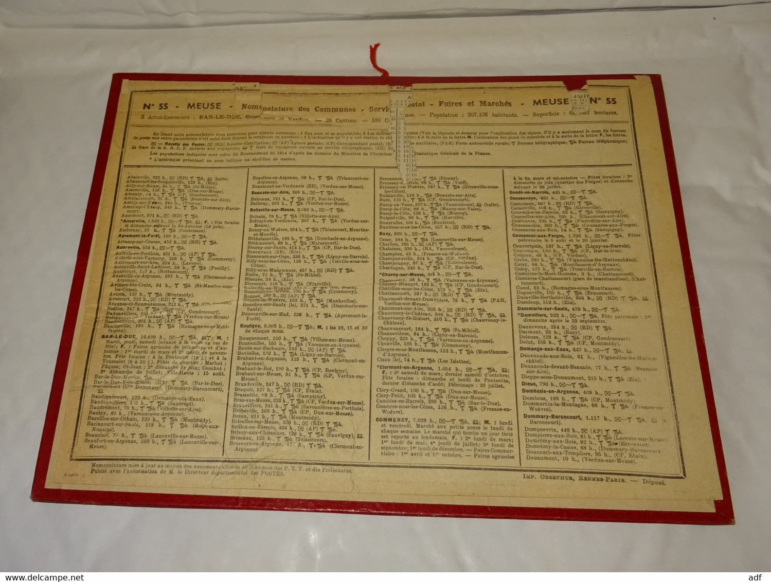 1956 ANNEE BISSEXTILE CALENDRIER ALMANACH DES PTT, BUT MENACE, PARTIE DE FOOT, FOOTBALL, OBERTHUR, MEUSE 55 - Tamaño Grande : 1941-60