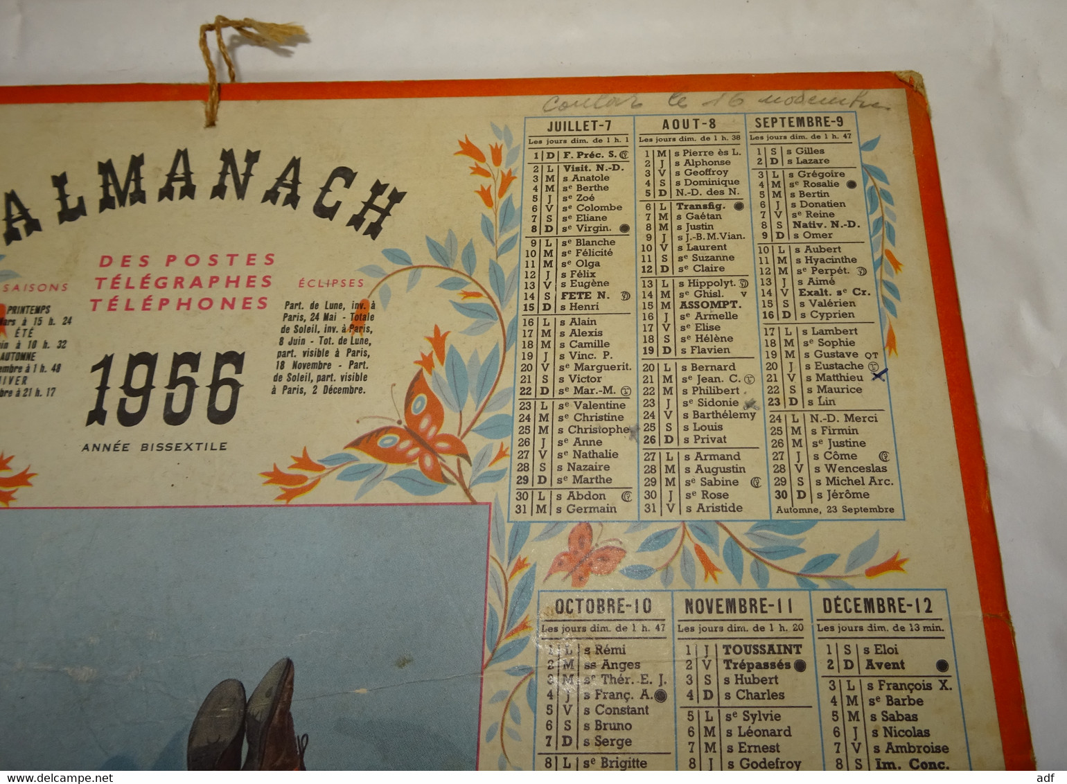 1956 ANNEE BISSEXTILE CALENDRIER ALMANACH DES PTT, FILLETTE ET TORTUE, OLLER, ARDENNES 08 - Grand Format : 1941-60