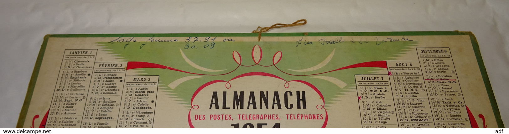 1954 CALENDRIER ALMANACH DES PTT, RIZIERE EN CAMARGUE, OLLER, ARDENNES 08 - Big : 1941-60