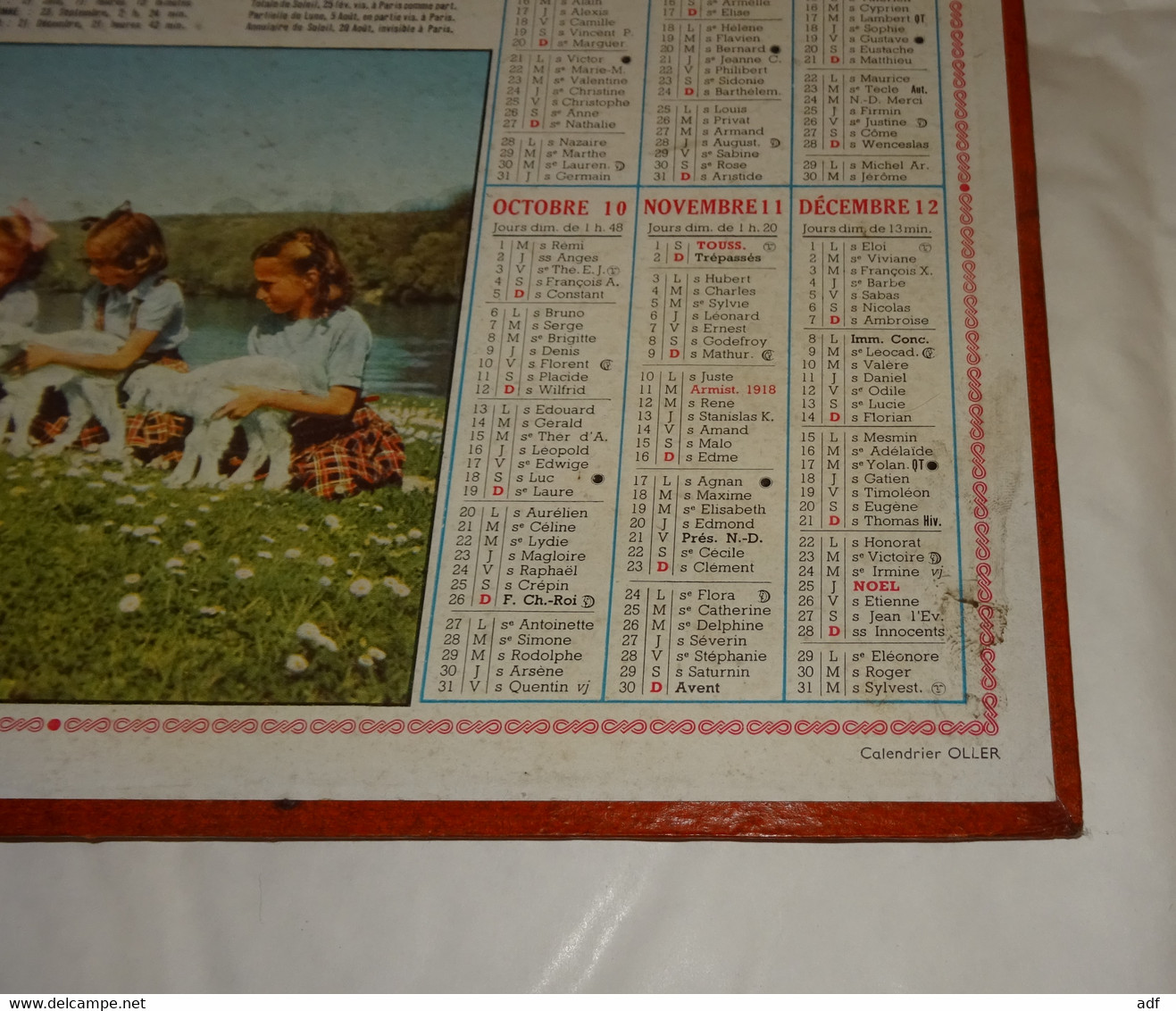 1952 ANNEE BISSEXTILE CALENDRIER ALMANACH DES PTT, FILLETTES ET CHEVREAUX, OLLER, MARNE 51 - Big : 1941-60