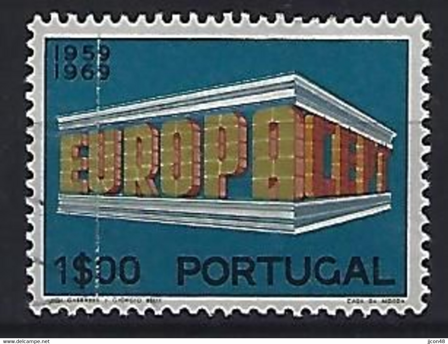 Portugal 1969  Europa  (o) Mi.1070 ( Vertical Scratch Through U ) - Usado