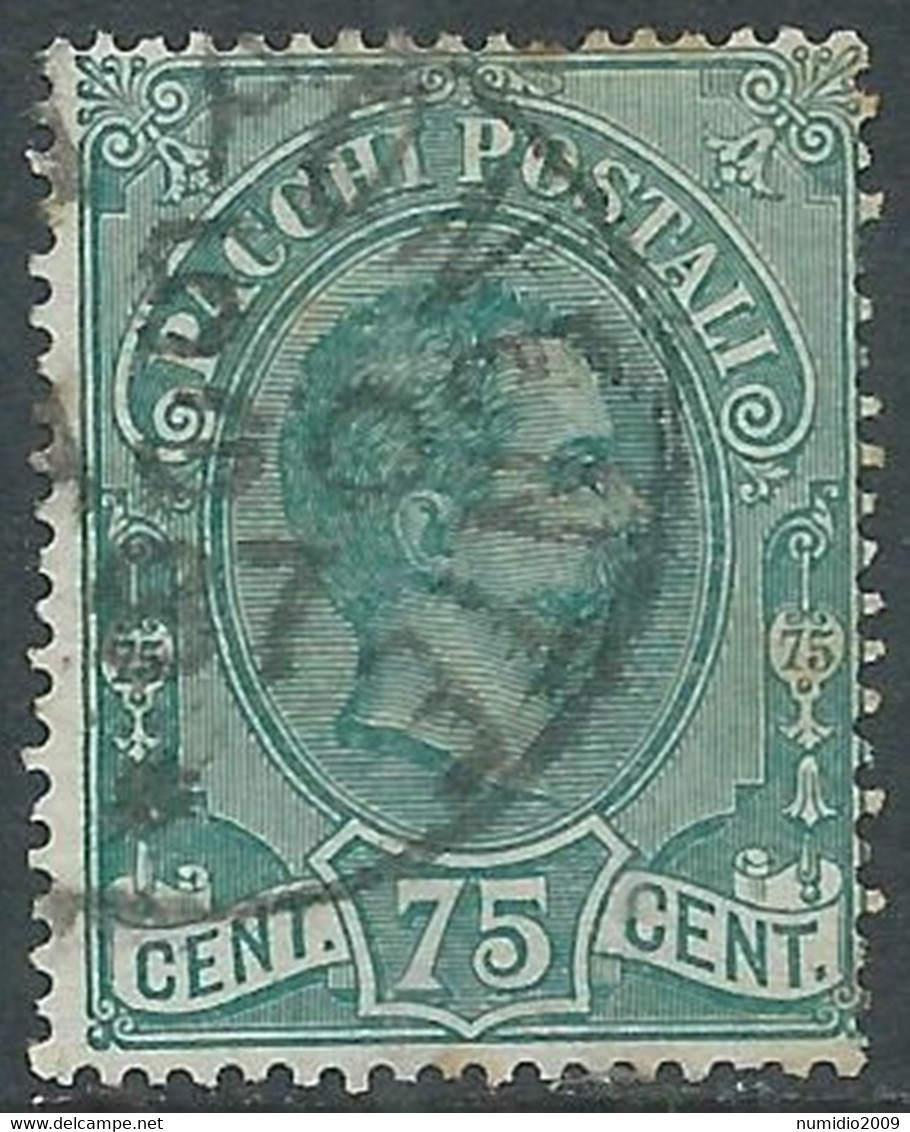 1884-86 REGNO PACCHI POSTALI USATO 75 CENT - RE30-9 - Pacchi Postali