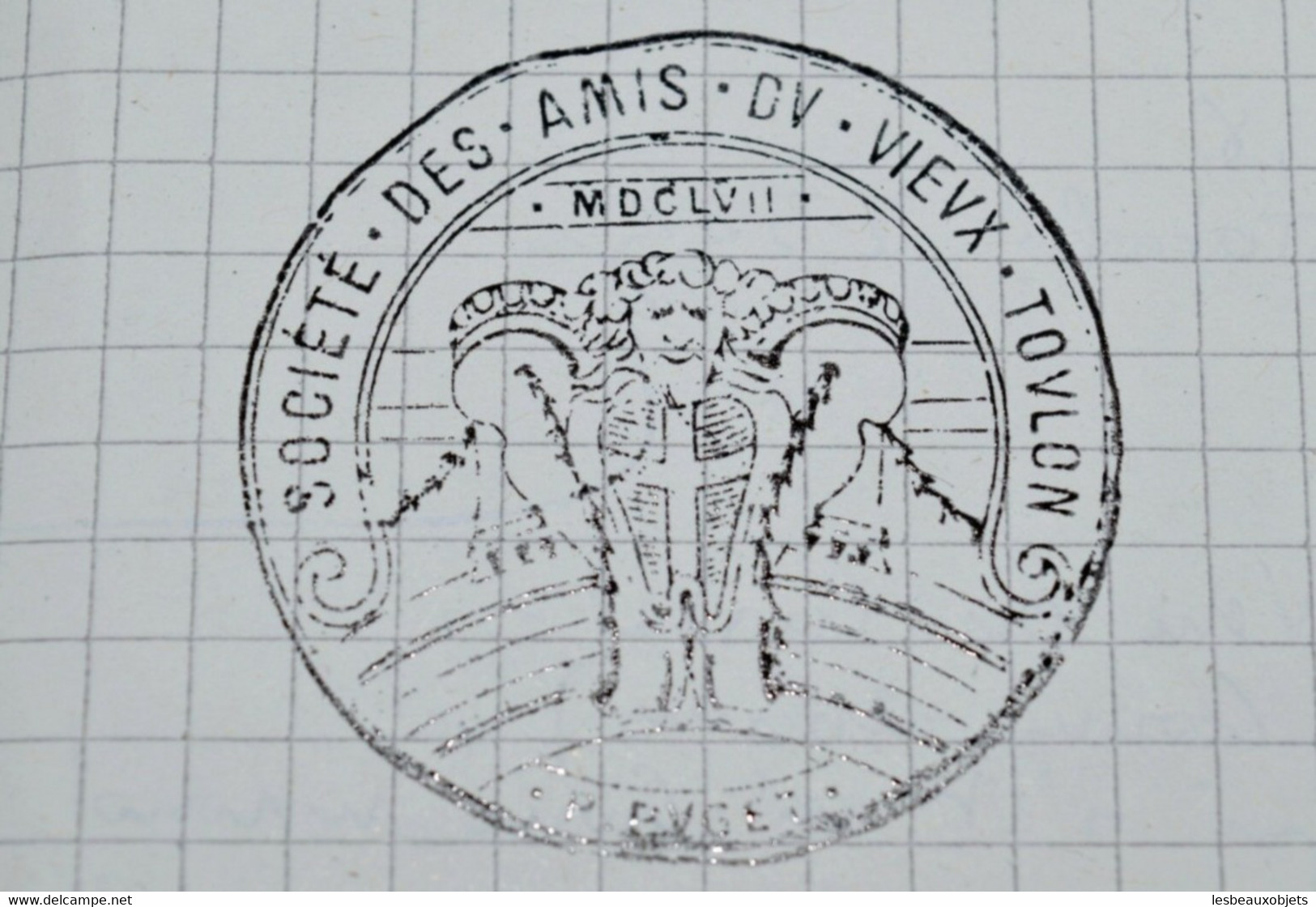 SCEAU CACHET ANCIEN Début XXe Sté Des AMIS Du VIEUX TOULON G IMBERT Bois Noirci COLLECTION DECO VITRINE BUREAU - Seals