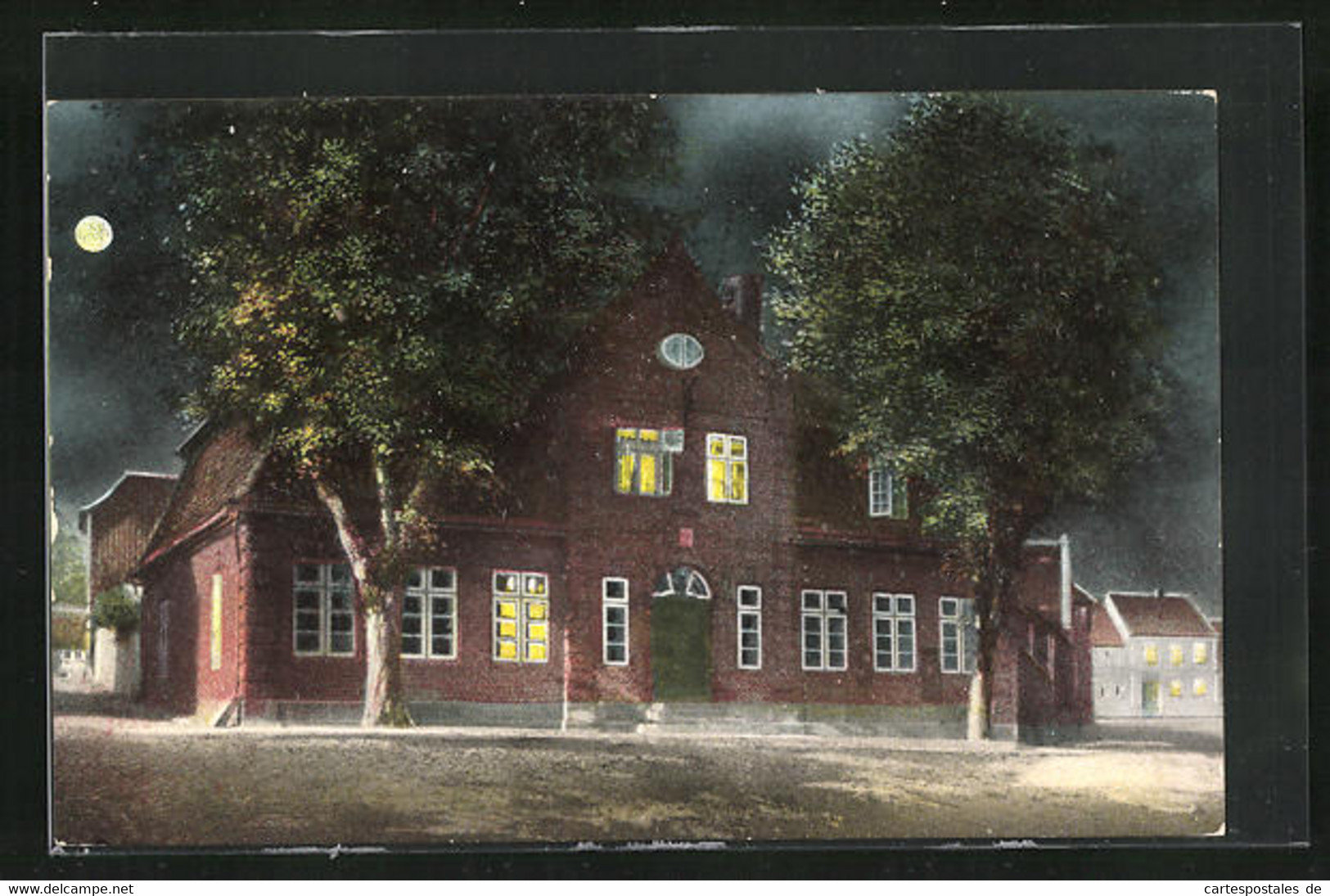 Mondschein-AK Lütjenburg, Blick Auf Das Rathaus - Luetjenburg