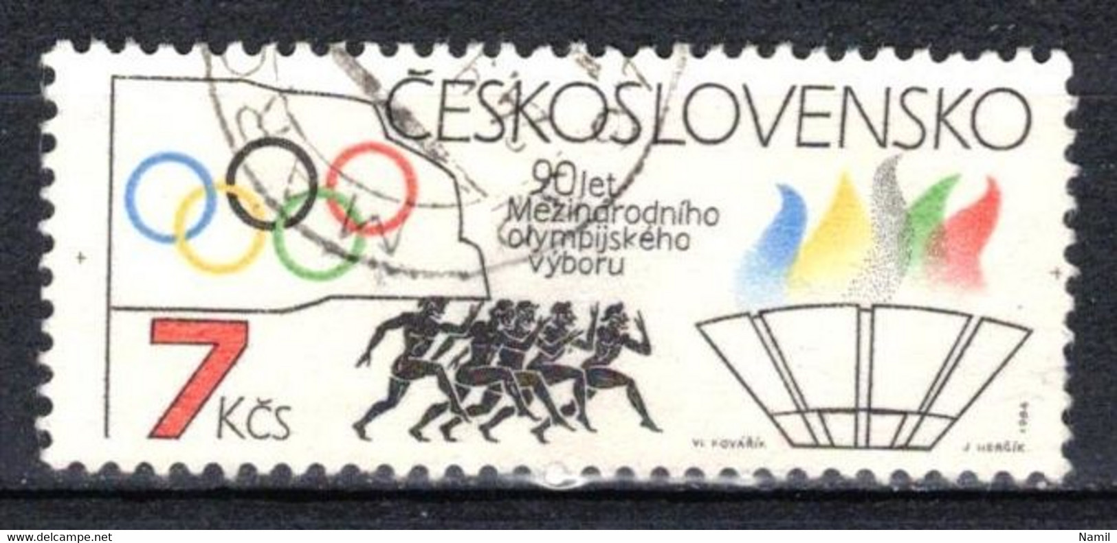 Tchécoslovaquie 1984 Mi 2750 (Yv 2569), Obliteré, Varieté - Couleur Bleu Déplacé - Abarten Und Kuriositäten