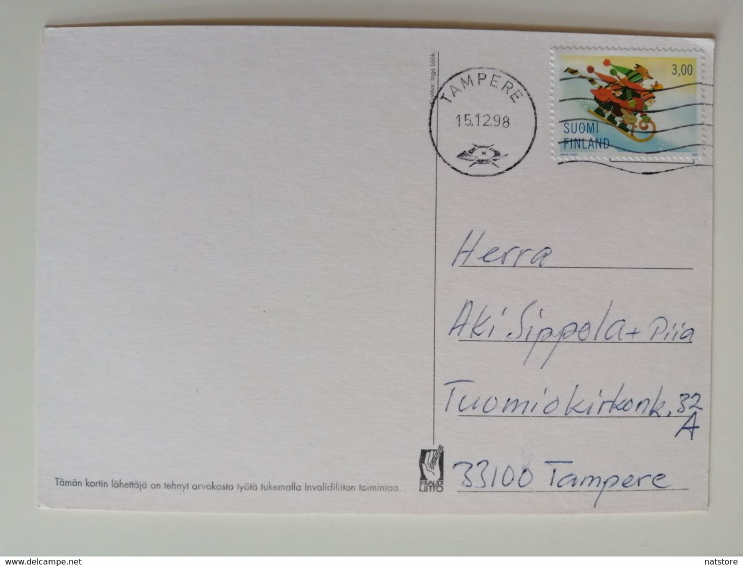 1998..FINLAND ...VINTAGE POSTCARD WITH STAMP..CHRISTMAS - Lettres & Documents