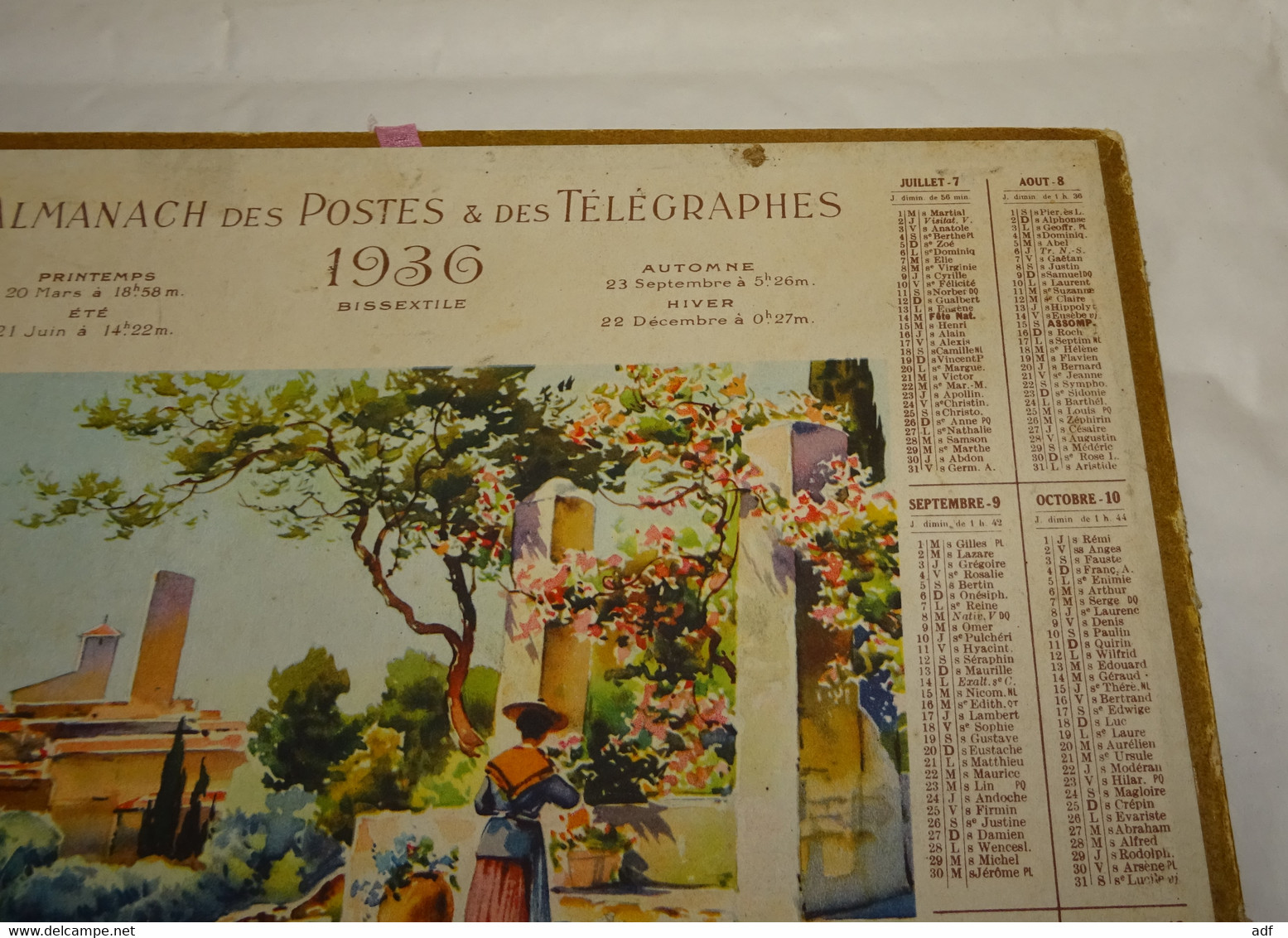 1936 ANNEE BISSEXTILE CALENDRIER ALMANACH DES PTT, TERRASSE A ST PAUL SUR VENCE ( ALPES MARITIMES ), OBERTHUR - Groot Formaat: 1921-40