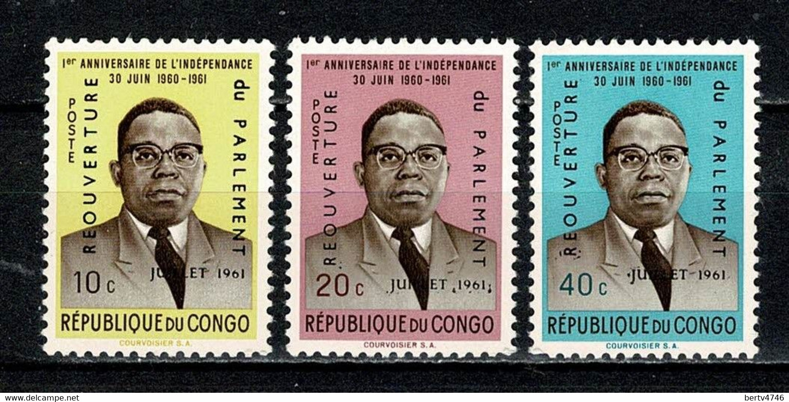 Rep. Congo. 1961 COB/OBP 445/47**, MNH - Unused Stamps