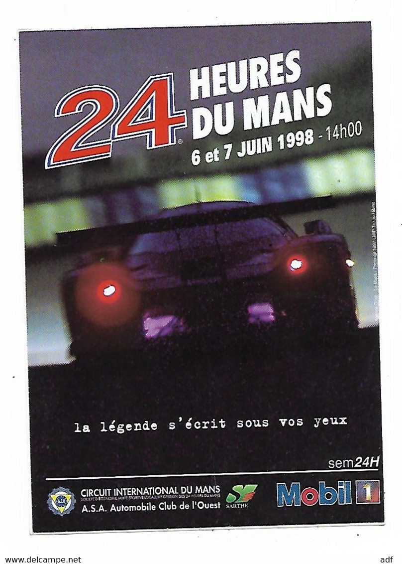 AUTOCOLLANT 24 HEURES DU MANS, JUN 1998, COURSE AUTO AUTOMOBILE, CIRCUIT INTERNATIONAL DU MANS, PUB MOBIL - Automovilismo - F1