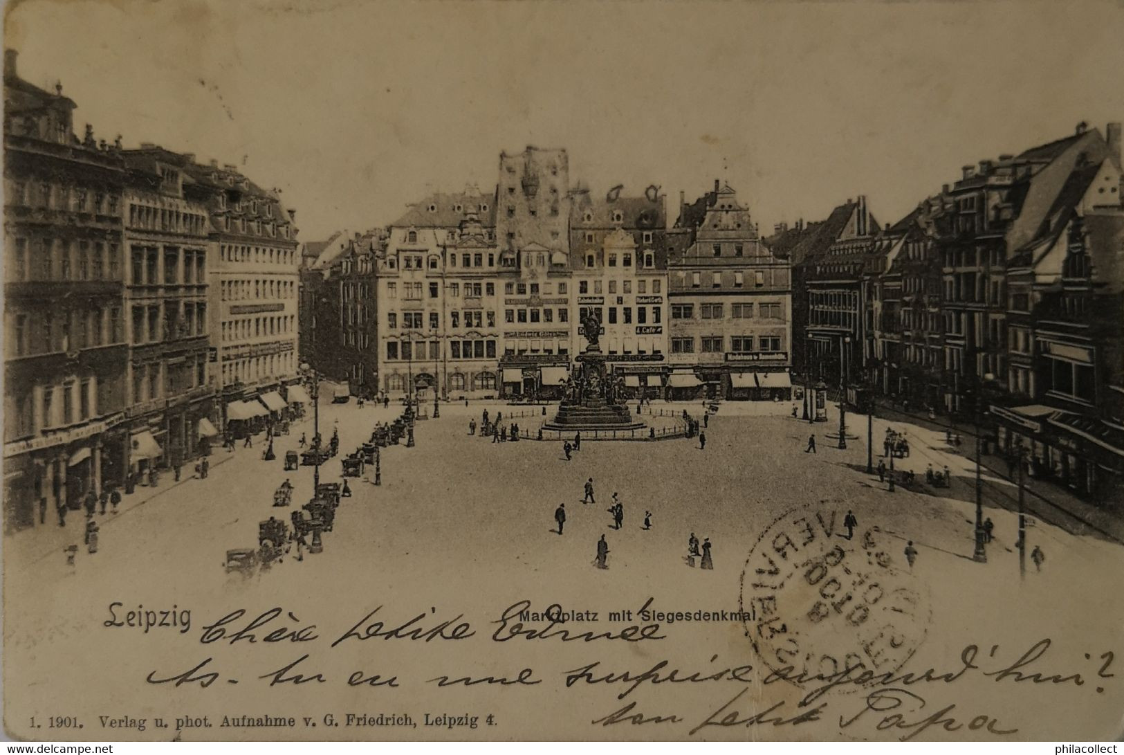 Leipzig // Marktplatz Mit Siegesdenkmal 1902 - Leipzig