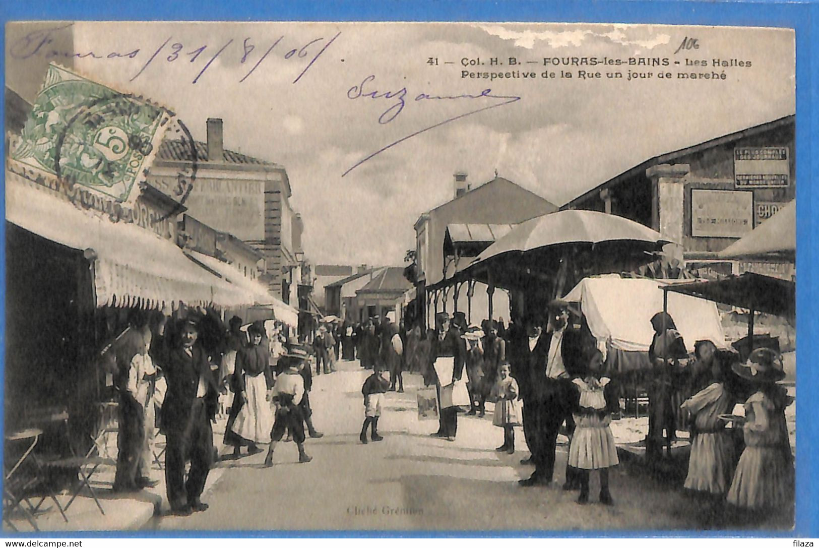 17 - Charente Maritime - Fouras Les Bains - Les Halles Perspective De La Rue Un Jour De Marché  (N4928) - Fouras-les-Bains