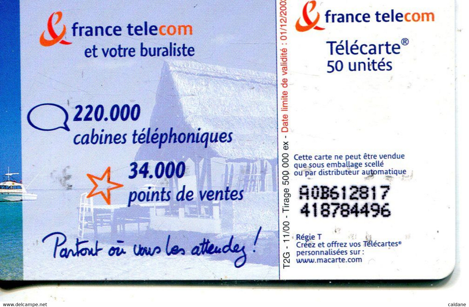 TELECARTE  France Telecom  50 UNITES.    5.00.000.  EX. - Landschaften